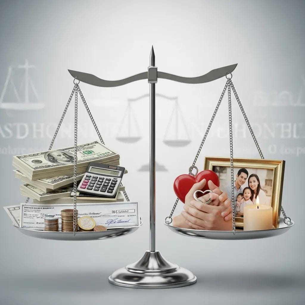 Symbolic representation of compensation options in wrongful death claims
